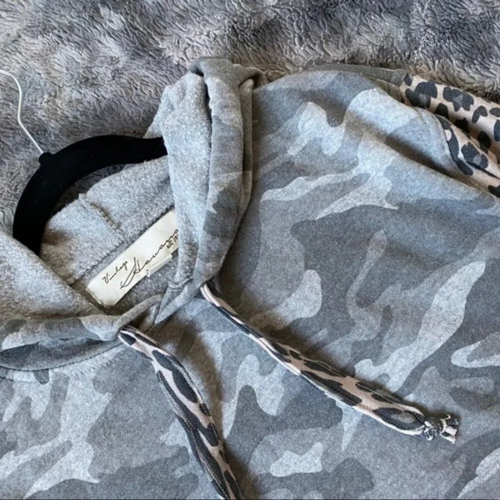 Vintage Havana Mixed Print Camo Leopard Hoodie